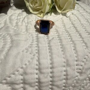 Bomb Party - Size 7 Lab Created Blue Sapphire on Rose Gold